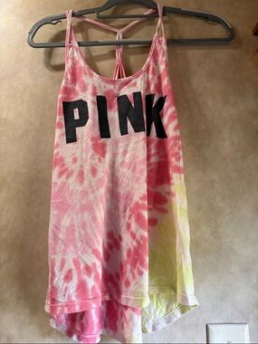 PINK Victoria's Secret Pink Tie-Dye Strappy Back Tank